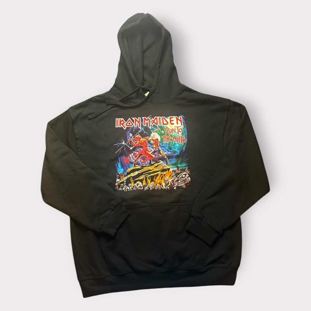 Iron Maiden Run To The Hills Black Graphic Hoodie Mens 2XL Ace Apparels Band Tee
